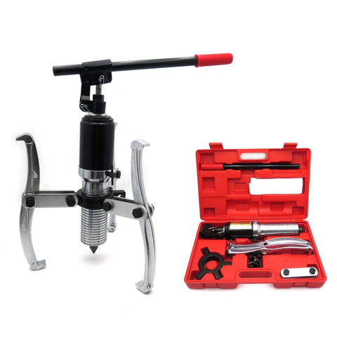 Hydraulic Gear Puller Set 5 Ton 3 Jaw Wheel Hub Puller With 360 Degree Flexible Reach, tool and red carrying case