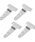Self Closing Reversible Door Hinge 4 Piece Set Heavy Duty T Hinge Stainless Steel Rock Solid Built To Last Durable Hardware For Interior Doors Cabinets And More Smooth Bearing Quiet Easy Open Close showing all pieces laid out
