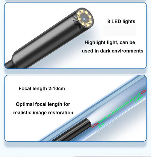 No Sweat Setup 1920P HD Endoscope Camera Flexible Borescope Inspection Wire With Hella Sharp 8 Adjustable Led Lights Rad Viewing for optimal dark use.