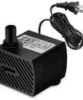 Whisper Quiet 3W 50GPH Mini Submersible Water Pump For Small Fountains with AC power cord, compact black design.