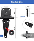6 Inch T Strap Gate Hinges Heavy Duty With Screws 4 Pack Black Coated Steel Product Dimensions and Screw Details