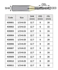 Heavy Duty Compound Spiral Router Bit For CNC Engraving Machine Woodworking Tool dimensions table with sizes and measurements.
