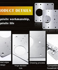 Stainless Steel Cabinet Hinges Repair Plate Kit For Kitchen Cupboard Doors, 2 Pack, showing detailed features and installation.