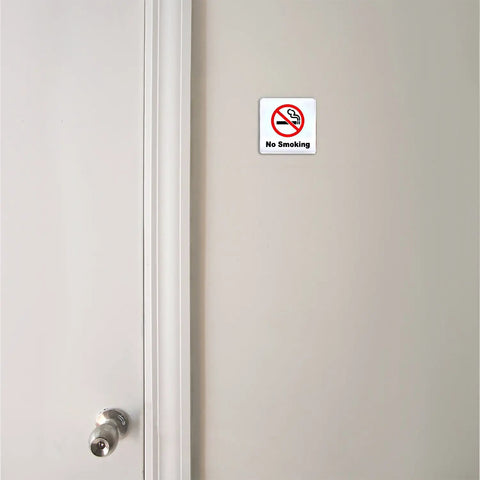 Two Pack No Smoking Sign 4x4 Acrylic Classic With Self Adhesive Rust Free For Cars Offices Restaurants Indoor Or Outdoor Use High Contrast Red