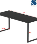 55 Inch Mission Style Home Office Computer Desk In Black With Sturdy Engineered Wood Top And Powder Coated Steel Frame For Rock Solid Stability