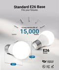 A15 LED Bulbs 10 Pack Replace 60W, Bright 800 Lumens, Dimmable Appliance and Ceiling Fan Bulbs, 3000K Soft White, E26 Base