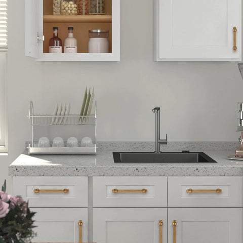 Modern kitchen with Antique Brass Cabinet Pulls Five Inch Hole Centers Ten Pack Zinc Alloy Vintage Drawer Handles Solid Aged Gold Bronze