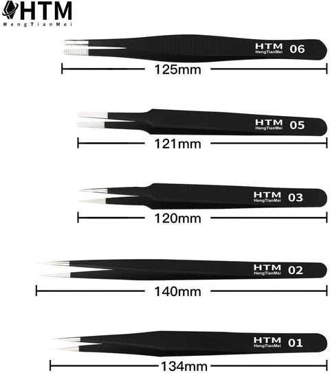 ESD Safe Precision Tweezers Set, 14 Piece Stainless Steel Tweezers For Crafting, Jewelry Making, Electronics And Lab Work