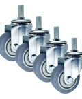 Hassle Free 4 Pack Heavy Duty 3 Inch Swivel Rubber Caster Wheels With Brake Threaded Stem Mounts for workshop furniture