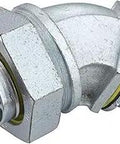 Steel 45 Degree Liquid Tight Connector 2 Inch Pack Of 5 Noninsulated Zinc Plated With Split Gland Ring for Flexible Conduits