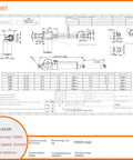 Technical diagram of Beefed Up Heavy Duty DC Linear Actuator 850mm Stroke 6000N Max Thrust 42mm Per Second Travel 12V 24V