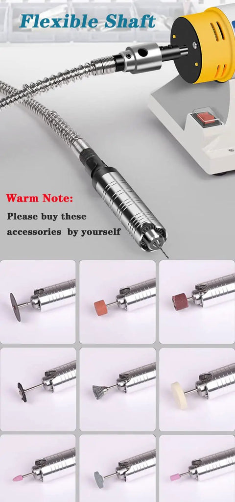 DIY Jewelry Buffing Polisher Kit For Bench Use Pro Grade Electric Lathe Grinder with Adjustable Speed and Flexible Shaft