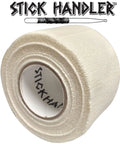 Professional Drumstick Grip Tape White Ten Pack Soft Cotton Gauze Temp Released Adhesive in a roll on a white background.