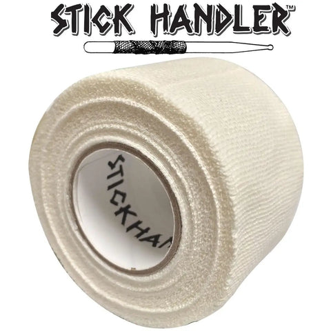 Pro Drumstick Grip Tape Six Pack With Tight Anti Slip Control And Soft White Cotton Gauze showing a roll of white grip tape.