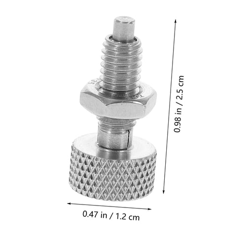 Heavy Duty Stainless Steel Retractable Spring Plunger Locking Pins For Rolling Toolboxes And Shop Cabinets Features Knurled Grip And No Sweat Adjust For Reliable Safety Latch Performance, close-up view.