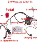 24V Kid Ride On Car Wiring Kit with 2.4G Bluetooth Remote Control, switch, and cables for DIY power wheel upgrade