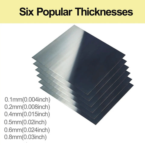 Pro Grade Spring Steel Shim Set In 1095 Steel, Assorted Thicknesses 0.004, 0.008, 0.015, 0.02, 0.024, 0.03 in, 6x6 Inch Polished Shim Stock, 6 Packs