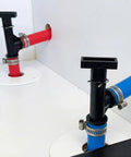 2 Pack Half Inch PEX RV Low Point Drain Valve 90 Degree Space Saving Water Line Fitting installed in plumbing setup
