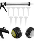 Built Tough As Nails Metal Caulk Smoothing Tool With Thick Reinforced Rod For Precision Sealant Bead Control Pro Finish showcasing caulk gun and applicators.
