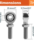 Tough As Nails 3/8 Inch Chromoly Steel Rod End Heim Joint Kit dimensions showing size and features for steering and suspension jobs.
