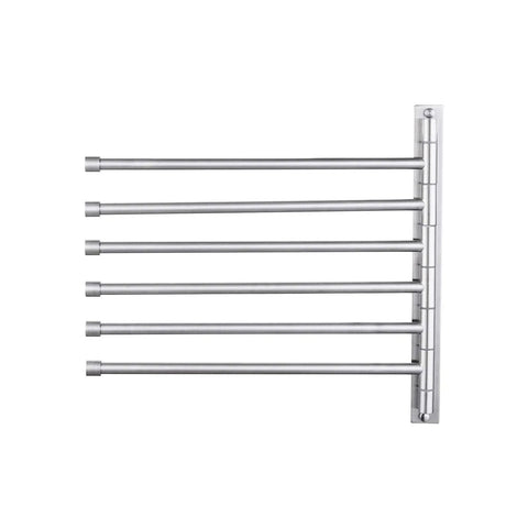 Six Arm Swing Out Towel Bar With Folding Arms, Wall Mounted Stainless Steel Rack For Bathroom, Rustproof SUS 304 Brushed Finish