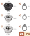 24 Pcs Bike Axle Nut And Washer Kit M8 M9 M10 Universal Hub Nuts Set with dimensions and quantity shown
