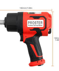 Heavy Half Inch Air Impact Wrench Pumping Out One Six Zero Zero Foot Pounds Of Torque Inside A Featherlight Four Point Four Pound Body With An Eight Piece Socket Set For Zero Fatigue Work And Quick Fixes Utilizing Its Soft Rubber Grip To Slash Shake And, showing the wrench side view.