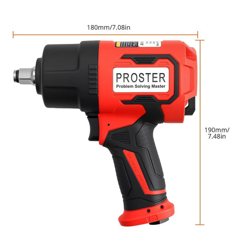 Heavy Half Inch Air Impact Wrench Pumping Out One Six Zero Zero Foot Pounds Of Torque Inside A Featherlight Four Point Four Pound Body With An Eight Piece Socket Set For Zero Fatigue Work And Quick Fixes Utilizing Its Soft Rubber Grip To Slash Shake And, showing the wrench side view.