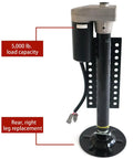 Beefy 5000 Lb Fifth Wheel RV Right Leg Jack For Ground Control 3.0 Automatic Leveling System with motor shown vertically.