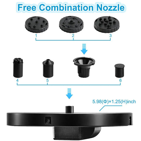 Floating Solar Fountain With 3.5W Panel Six Spray Nozzles And Four Fixed Rods Auto On In Direct Sunlight No Power Cord Needed