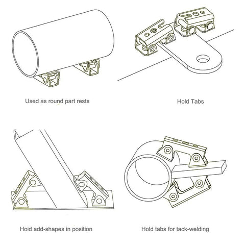 Slick V Shape Welding Magnet With Adjustable F Clamp Grip No Fuss Mount For Doors Toolboxes Windows Or Furniture Assembly, used as round part rests.
