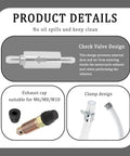 Image showing product details for Two Pack Brake Bleeder Hose Kit With One Way Check Valve For Car And Motorcycle Clutch Bleeding, including check valve and clamp design.