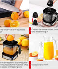 Luukmonde Electric Citrus Juicer 1.2L Large Volume Orange Squeezer Powerful Motor Led Light in use for fresh juice preparation.