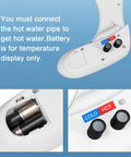 Close-up of Tankless Bidet Toilet Attachment With Digital Temperature Display and battery compartment