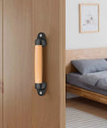 9 Inch Beech Wood Barn Door Pull Handle With Plastic Brackets Smooth Round Edges For Safe Kids Ideal For Barn Doors Installed on Door