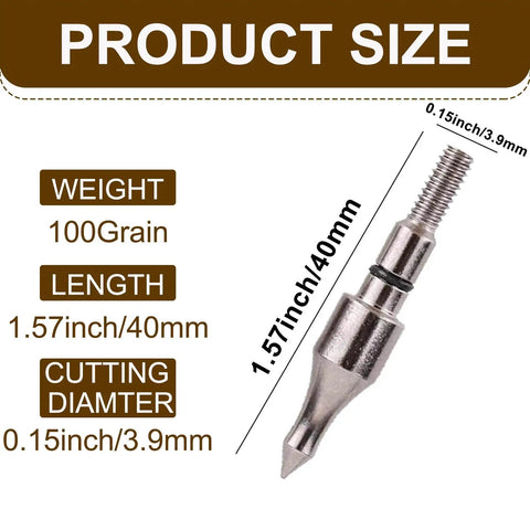 12 Pack 100 Grain Archery Arrow Field Points Screw In Tips Range Ready For Recurve Bow Compound Bow And Crossbow Bolts
