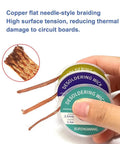Desoldering Solder Wick Braid 5ft Length 4mm Width For Electronics Repair tool with copper braid and colored labels in hand
