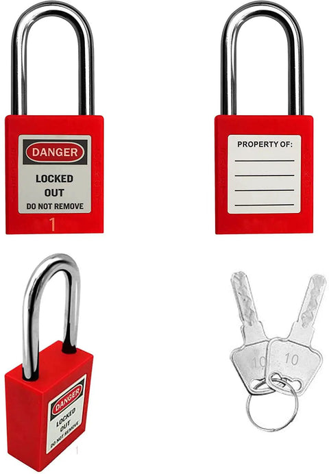 50 Keyed Differing Lockout Tagout Locks With 50 Unique Keys And 50 Tags For Compliance, Two Keys Per Lock shown with tags