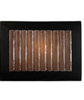 Sleek One Light Wall Sconce Featuring Matte Black And Rich Rosewood Accents Handcrafted Ceramic Shade With Clear Glass Panels Top Shelf Decor Lighting For Chill Vibes In Your Favorite Room Straight Usa Built - top view of matte black sconce with ceramic glass panel.
