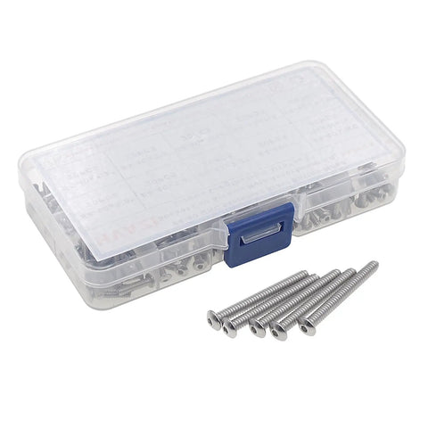 Solid As A Rock 260 Piece 4-40 Unc Button Head Socket Cap Screws Paired With Matching Hex Nuts 304 Stainless Steel hardware case with screws.