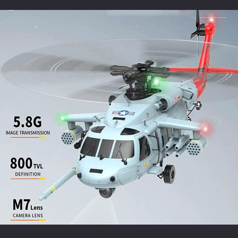 SH60 Seahawk 8CH RC Helicopter One Forty Seventh Scale With 2.4G Dual Brushless Motors GPS Return To Home model in flight