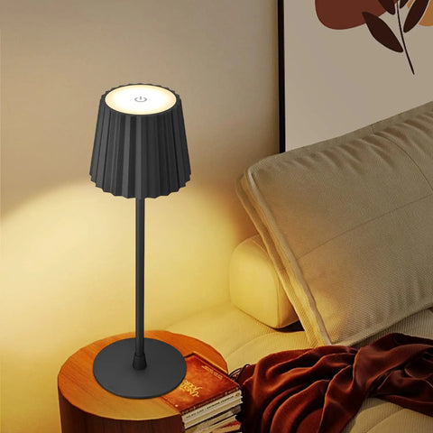 2 Pack Rechargeable Cordless Table Lamps with 3000K Dimmable Warm Light, No Fuss Touch Switch, Bedside Use, Black