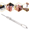 Rock Solid Double Hand Drill With Premium Brass Body And Dead Simple Twist Grip Perfect For Precision Hobby Work And Electronic Assembly, shown from the side.
