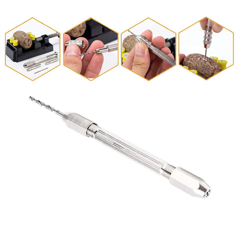 Rock Solid Double Hand Drill With Premium Brass Body And Dead Simple Twist Grip Perfect For Precision Hobby Work And Electronic Assembly, shown from the side.