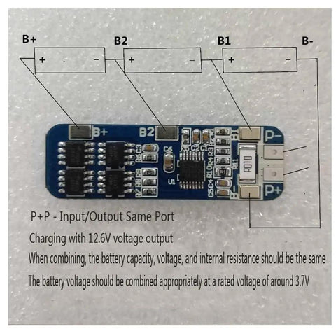 Straight Fire 3Pcs 3S Bms 12V 10A Lithium Battery Management Balance Board Locks Down 18650 Cells, detailed view of input/output connections.