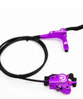 MTB Hydraulic Disc Brakes Set for Mountain Bikes, Purple Aluminum Alloy Calipers, 1700mm Hose, Left Front Right Rear Design