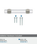 Glacio Clear Satin Nickel Cabinet Pull 3 Inch Center To Center, 4-9/16 Inch Overall Length with included installation screws
