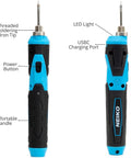 Cordless Wireless Soldering Kit With A Mini USB Rechargeable Pen showcasing ergonomic design and LED Indicator.