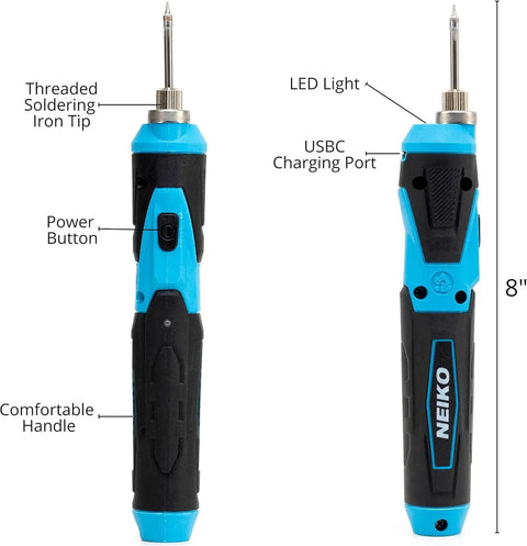 Cordless Wireless Soldering Kit With A Mini USB Rechargeable Pen showcasing ergonomic design and LED Indicator.