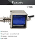 12V DC Push Pull Open Frame Solenoid Electromagnet, 20N Force, 10mm Stroke, 2A Current, Compact 22x25x26mm, Spring Return Linear Actuator For DIY Projects And Small Automation, open frame side view